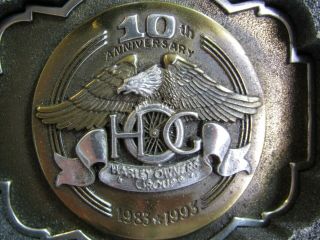 Vtg 10th Anniversary 1983 1993 Hog Harley Davidson Owners Group Belt Buckle 0567