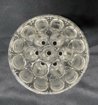Vintage Clear Glass Dome 19 Hole Flower Frog - Pen or Paint Brush Holder Decor 2