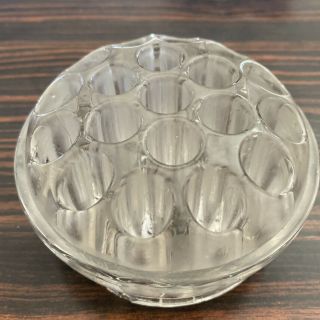 Vintage Clear Glass Dome 19 Hole Flower Frog - Pen or Paint Brush Holder Decor 3