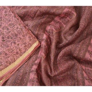 Sanskriti Vintage Pink Sarees Pure Silk Fabric Craft Printed Zari Border Sari