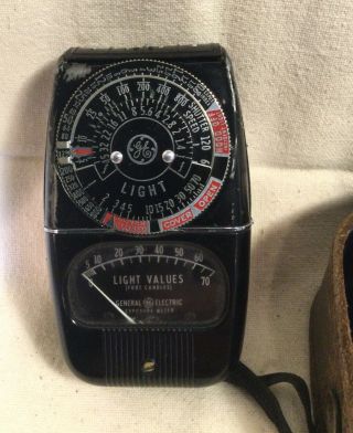Vintage General Electric Light Meter Model 8dw58y1 With Leather Case