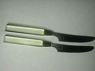 Vintage Modern Set Of (2) Lifetime Cutlery Clear Lucite Stainless Dinner Knives