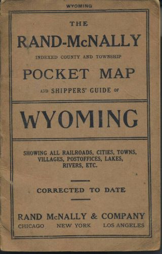 Rand Mcnally Pocket Map Of Wyoming,  1911,
