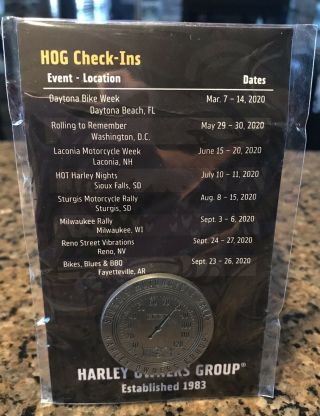 Harley Davidson Hog Sturgis Motorcycle Rally 2020 Pin W/ Check - Ins Schedule