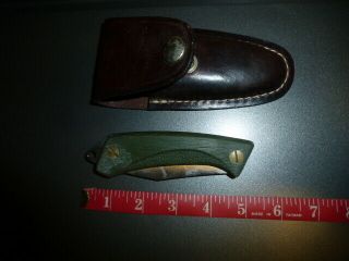 Vintage Hunting Fishing Pocket Knife,  Leather,  Normark Sweden Usa
