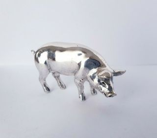 Vintage Solid Silver Italian Miniature Pig Hallmarked.  Large Pietro Sorini