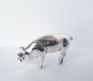 Vintage Solid Silver Italian miniature Pig Hallmarked.  Large Pietro Sorini 3