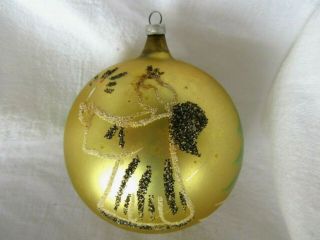 Large Vintage 4 " Mercury Glass Ball Ornament Angel W/ Candle Christmas Tree Mica