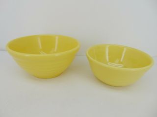 2 - Vintage Bauer Pottery Ringware Mixing Bowls Yellow 18 & 24