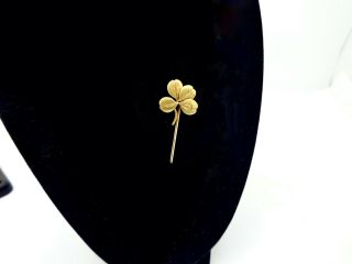 Antique Victorian Thiery & Co.  18k Gold 4 Leaf Clover Stick Pin