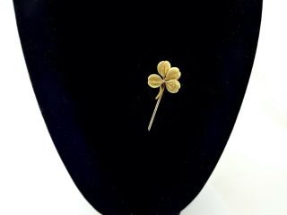 ANTIQUE VICTORIAN THIERY & CO.  18K GOLD 4 LEAF CLOVER STICK PIN 3
