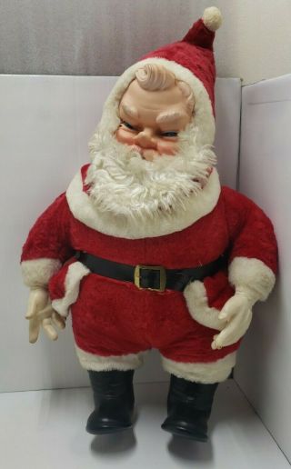 My Toy Plush & Rubber Face Santa Claus Christmas Doll Toy - 22 Inches 1950 