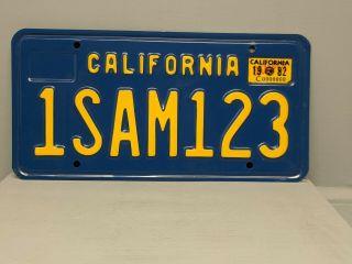 1982 California Sample License Plate 1sam 123 W/ C 0000000 Sticker