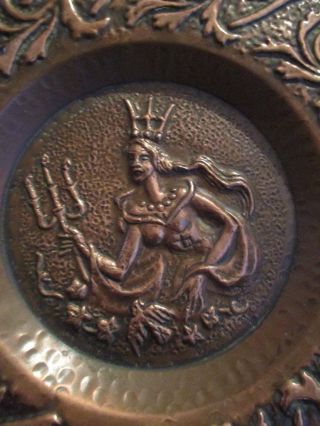 Very Fine Arts & Crafts Copper Charger With Queen Detail.  Newlyn Keswick Style