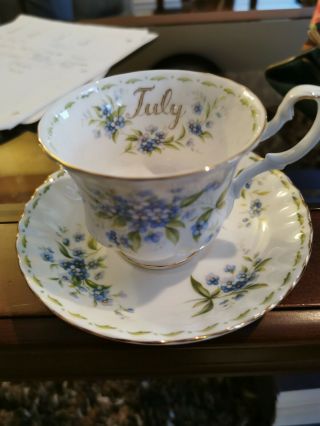 Vintage Royal Albert Tea Cup Forget - Me - Not Flower Of The Month Series July Tcb1