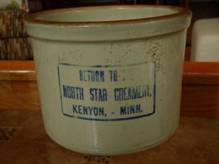 Antique Red Wing Stoneware Advertising Butter Crock Creamery Kenyon Minn Mn