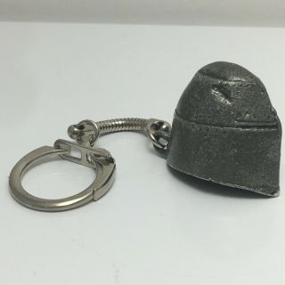 Vtg Medieval Armor Pewter Knight Mini Helmet Keychain Key Ring Snake Chain