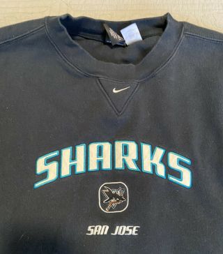 Vintage Nike San Jose Sharks Black Crewneck Sweatshirt Adult Sz Xl Nhl Hockey