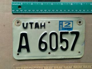 License Plate,  Utah,  1976,  Motorcycle,  A 6057,  Oldies But Goodies Cf.  Note