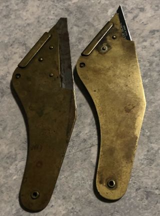 Vintage Brass SCHUL - SONS Razor Knife Blade Holder U.  S.  A and D.  R.  G.  M 2