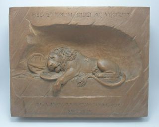 Carved Wood Wounded Lion Of Lucerne French Revolution Plaque Treen Figure Latin