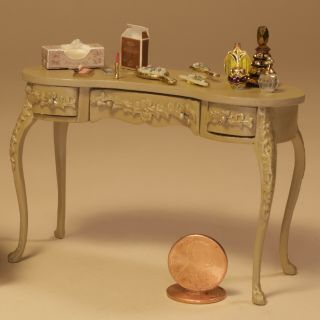 Vanity Table & Chair Miniature Dollhouse - 1:12 scale 2