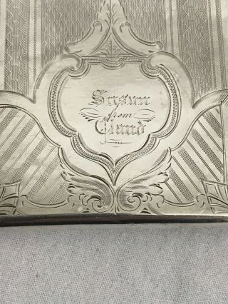 Card Case.  American Coin Silver.  Mid 19th Century.  3 - 3/4 