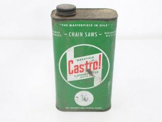 Vintage Wakefield Castrol Motor 2 Cycle Oil Tin 1 Quart Can Advertising M9