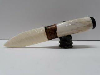 By Kenny Hull Non - Obsidian Blade Deer Antle Handle Native Totem Antique Tile