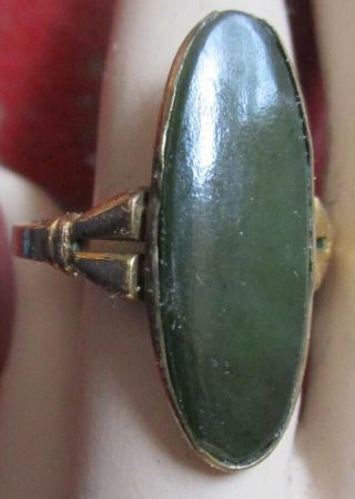 Vintage 10k Gold Filled Ring With Large Green Agate? Stone Size 8