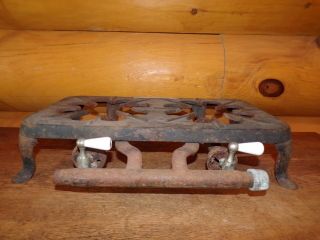 Vintage Antique Cast Iron 2 Burner Camp Stove Tabletop Stove Hotplate 3