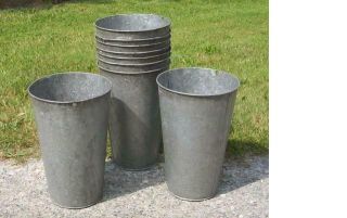 15 Vintage Old Galvanized Maple Syrup Sap Buckets Tapered