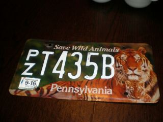 Pennsylvania PA Zoo Tiger Save Wild Animals Conserve Wildlife License Plate 2