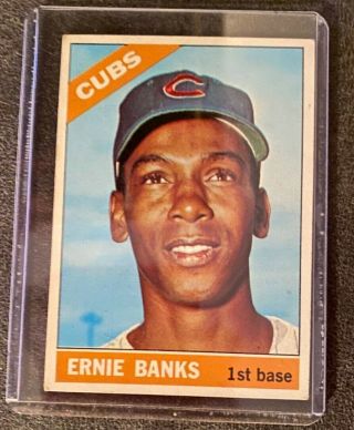 1966 Topps 110 Ernie Banks (chicago Cubs).  Kept In Case And In.