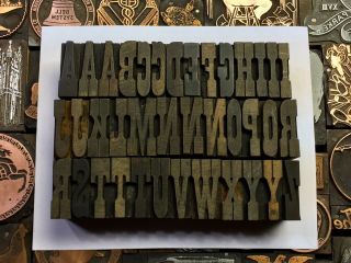 Antique Vtg Hamilton Clarendon Wood Letterpress Print Type Block Letter Set