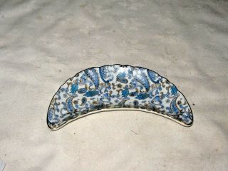 Vintage Japanese Lefton Blue Paisley Chintz Pattern 1/2 Moon Shaped Ceramic Dish