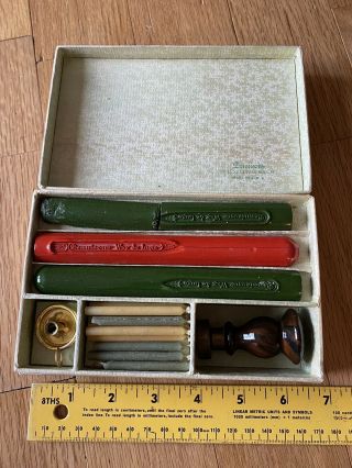 Vintage Antique Dennison’s De Luxe Letter Sealing Wax Set Merry Christmas Kit