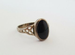 Vintage 925 Sterling Silver And Black Onyx Ring Size 9