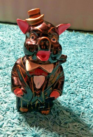 Vintage Pig In Suit And Hat Bank - Piggy Bank By Relco Japan Like W.  C.  Fields Styl