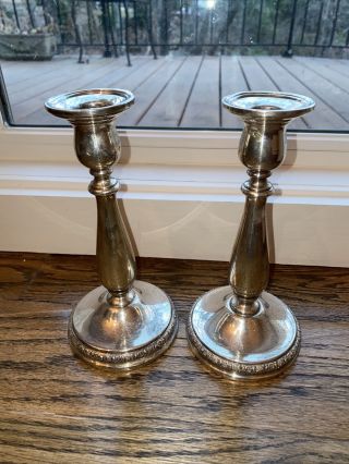 Vintage Pair International " Prelude " Sterling Silver 7.  5 " Candlesticks,  Weighted