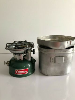 1966 Vintage Coleman Sportster Camp Stove 502 Green With Canister Vg