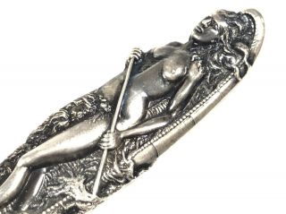 Risque Niagara Falls Full Figure Woman Handle Sterling Silver Souvenir Spoon