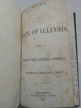 Antique - Laws Of The State Of Illinois Passed By The 21st General Assembly,  1959