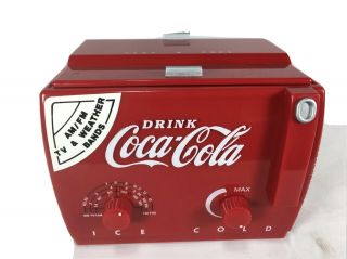 Vintage 1991 Coca - Cola Mini Cooler Radio Am/fm/tv - Weather Band Mc - 194 Lid