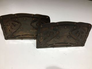 ANTIQUE ARTS & CRAFTS MISSION HAND - HAMMERED COPPER BOOKENDS 3