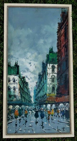 Vintage Pietro Lietti Italian Piazza Oil Painting O/c - Cityscape,  Studio D 