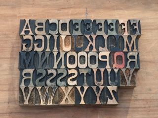 Antique Vtg Wood Letterpress Print Type Block Letter Partial Set