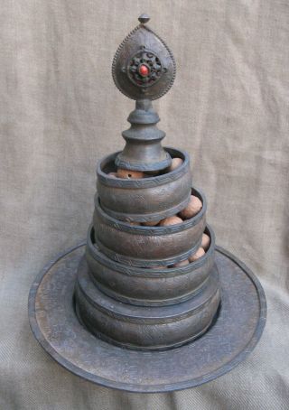 Antique Handmade Tibetan Copper Ratna Mandala Offering Plate.  Nepal