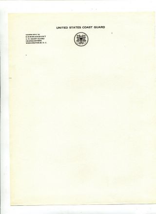 Vintage Letterhead 10 Sheets Us Coast Guard Commandant Hq Washington Dc
