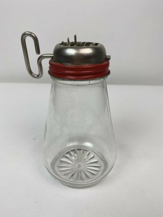 Vintage Retro Nut Chopper Grater Grinder Red Metal Lid,  Glass Bottle,  Turn Key